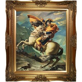 Jacques-Louis David 'Napoleon Crossing the Alps, 1801' Hand Painted Framed Canvas Art