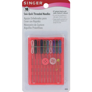 Singer 01925 Sew Quik Threaded Needles Assorted Colors, 10-count