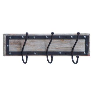 Black/Grey Wood/Metal 22-inch Wall Hook