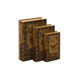 Wood/Leather 3-piece 13-, 11-, and 9-inch High Book Box Set