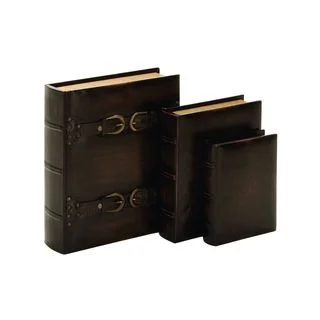 Brown Leather-look 8-inch/10-inch/13-inch Book Boxes (Pack of 3)