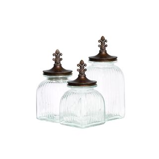 Brown, Clear Glass Storage Containers (Set of Three)