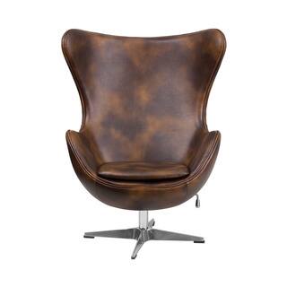 Offex Retro Style Padded Cushion Upholstery Leather Egg Chair with Tilt-Lock Mechanism