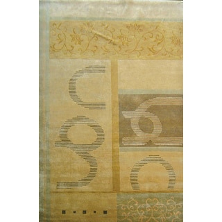 Abbyson Living Hand-knotted 'Harvest Moon' Gold Wool Traditional Rug (6' x 9')