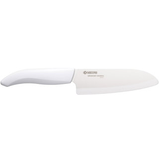Kyocera Advanced Ceramic Revolution Series 5 1/2-inch Santoku Knife with White Handle and White Blade