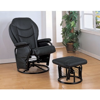 Coaster Company Black Leatherette Glider Chair with Ottoman