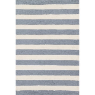 Hand-tufted Riley Slate/ Ivory Striped Shag Rug (5'0 x 7'0)