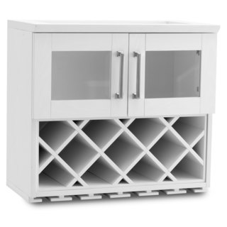 NewAge Products Home Bar 24-inch Wide x 13.5-inch Deep White Shaker Style Wall Wine Rack