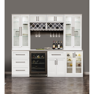 NewAge Products Home Bar 96-inch x 25-inch 9-piece White Shaker Style