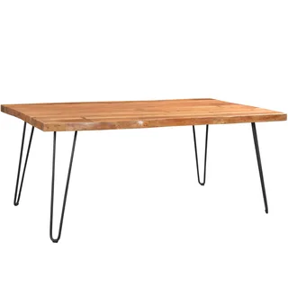 Wanderloot Mojave Sustainable Live Edge Acacia Dining Table with Black Hairpin Legs