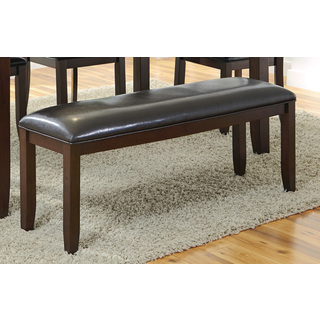 Brown Wood and Faux Leather Dining Bench
