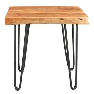 Porter Mojave Sustainable Live Edge Acacia End Table with Hairpin Legs