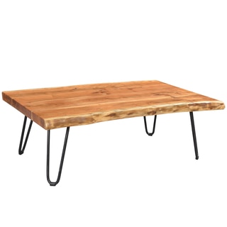 Porter Mojave Sustainable Live Edge Acacia Coffee Table with Hairpin Legs