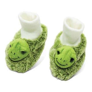 Puzzled Super Soft White/Green Plush Sea Turtle Baby Shoes