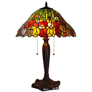 Zathura Tiffany-style Tulip Stained Glass 16-inch 2-light Table Lamp