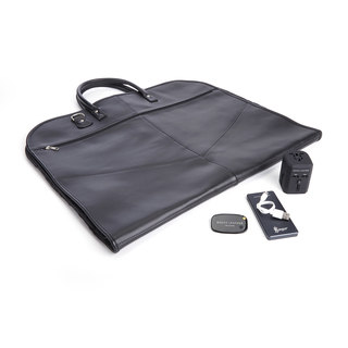 Royce Leather Garment Bag Travel Set with Bluetooth-based Tracking Device , Portable Power Bank and International Adapter