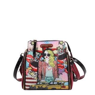 Nicole Lee Pop Girl Print Convertible Crossbody Handbag/Backpack