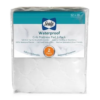 Sealy Waterproof Crib Mattress Pad (Pack of 2)