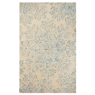 Excell St. Moritz Blue/Ivory Wool/Cotton Area Rug (5' x 8')