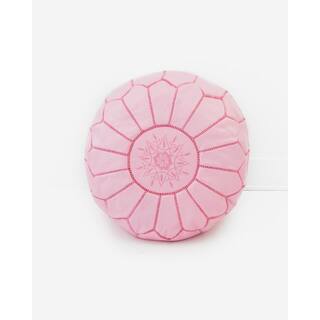 Moroccan Leather Pouf Unstuffed Ottoman, Baby Pink (Morocco)