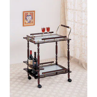 Coaster Company Cherry/ Frosted Glass Serving Cart