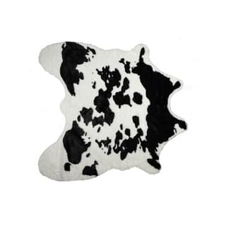 Luxe Black and White Faux Cowhide Rug