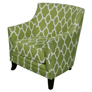 Porter Cassie Apple Green and White Arabesque Accent Chair with Nailhead Trim