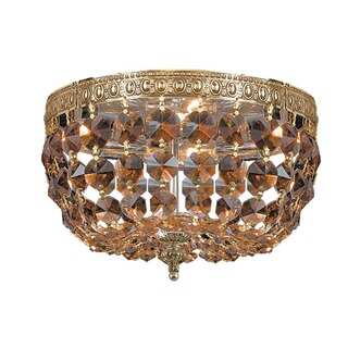 Crystorama Ceiling Mount Collection 2-light Olde Brass/Golden Teak Crystal Flush Mount