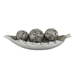 D'Lusso Designs Jaden Collection Leaf Tray with Three Orbs