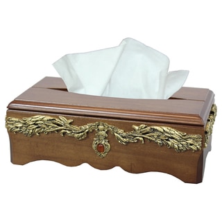 Solid Wood with Gold Accent Tissue Box Holder