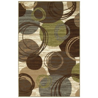 Style Haven Circles and Brown/Green Rug (4'4 x 6'9)