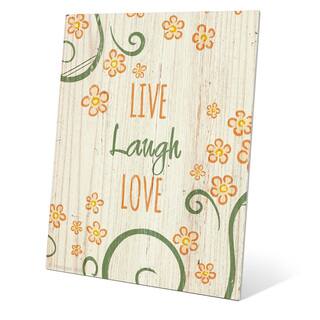 'Flowery Live Laugh Love Orange' Metal Wall Graphic