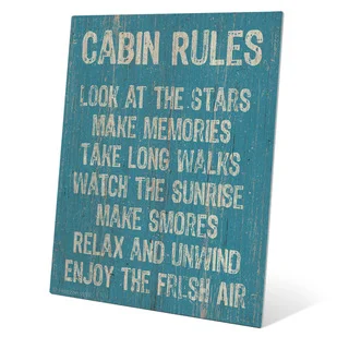 Cabin Rules Blue' Multicolored Metal Wall Graphic on Metal