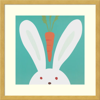 Framed Art Print 'Peek-a-boo I - Rabbit' by Yuko Lau 17 x 17-inch