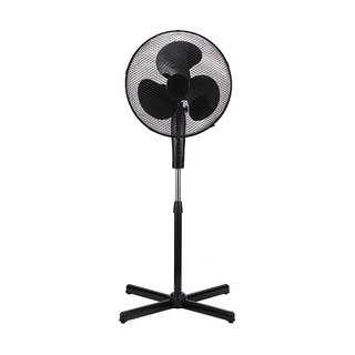 Black Metal 16-inch Modern High-velocity 3-speed Oscillating Adjustable Standing Floor Fan