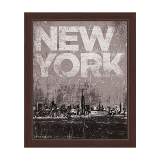 'Distressed Skyline NYC' Framed Graphic Wall Art