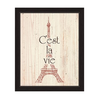 'Rouge Eiffel Tower - Cest La Vie' Framed Graphic Wall Art