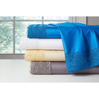 Pointehaven 300 Thread Count Deep Pocket Oversized Cotton Lace Sheet Set