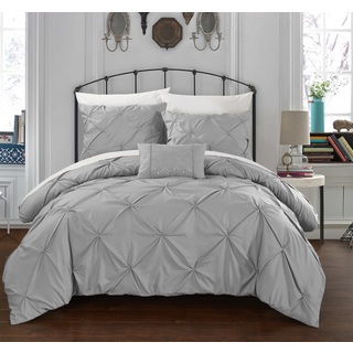 Chic Home Whitley Silver 8-Piece Bed in a Bag Duvet with Sheet Set