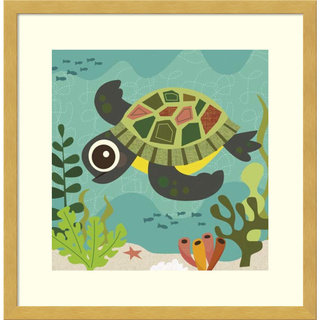Framed Art Print 'Terrance (Turtle)' by Jenn Ski 17 x 17-inch