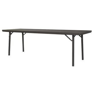 COSCO Commercial 96-in. Rectangular Heavy Duty Blow Mold Brown Folding Table with Built in Ganging Clip and End of Table Seating