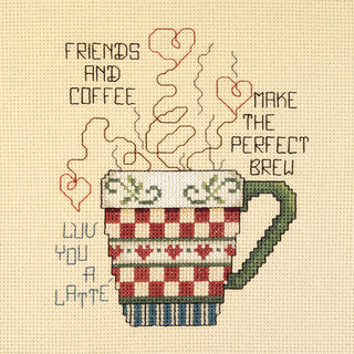 Friends And Coffee Mini Counted Cross Stitch Kit