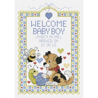 Welcome Baby Boy Sampler Counted Cross Stitch Kit