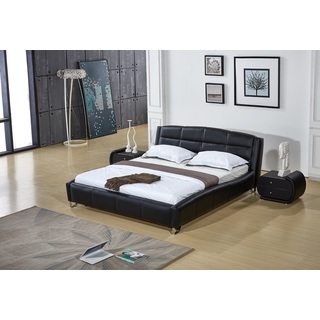 Black Faux Leather Contemporary Platform Bed