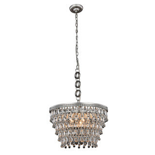Somette Cloverly Collection Antique Silver Royal Cut Pendant Lamp