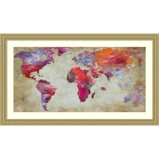 Framed Art Print 'World in colors Map' by Joannoo 43 x 25-inch