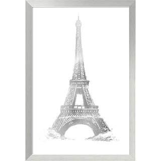 Framed Art Print 'Silver Foil Eiffel Tower Metallic Print' by Vision Studio 33 x 47-inch