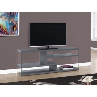 Glossy Grey Tempered Glass 60-inch TV Stand