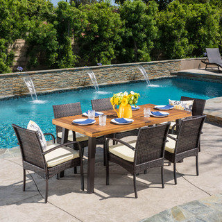 Christopher Knight Home Bavaro Outdoor 7-piece Rectangle Dining Set with Cushions
