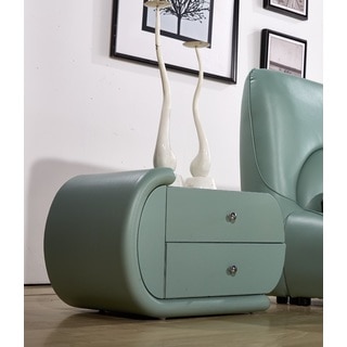 Zoe Cadet Blue Faux-Leather Oval Nightstand